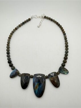 ~19.5" DTR Jay King all LABRADORITE necklace w/ 925 stamped hardware!